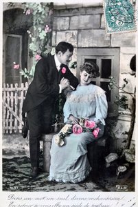 Carte postale romantique française, c1900