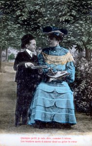 Carte postale romantique française, vers 1900