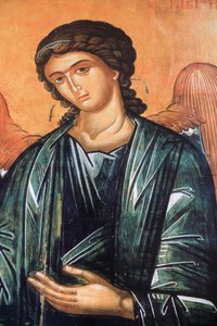 Fresque au monastère Aghios Andreas sur le mont Athos, Grèce