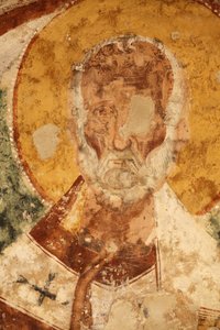 Fresque dans la crypte des Saints Stéphane (Saint-Étienne), Poggiardo, Apulia, Poggiardo, Italie