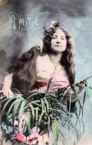 Amitié, carte postale française vintage, c1900