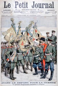 Le général Dragomirov embrasse le drapeau avant le départ des troupes pour la guerre russo-japonaise, 1904