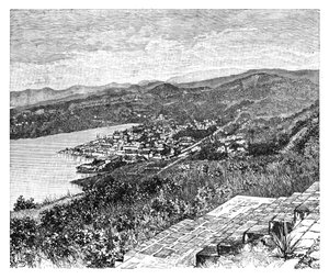 Vue générale de Castries, île de Sainte-Lucie, vers 1890
