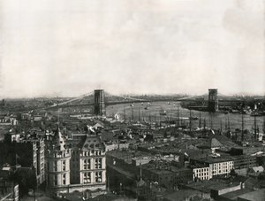 Vue générale montrant le pont de Brooklyn, New York, USA, 1895