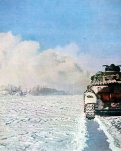 Combat de chars allemands dans la neige, Russie, janvier 1943