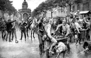 Troupes allemandes occupant la ville de Liège en Belgique, Première Guerre mondiale, 1914 - Unbekannt