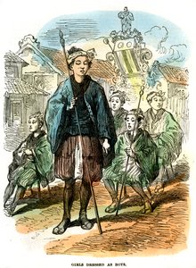 Filles déguisées en garçons, procession du festival du Nouvel An à Yokohama, Japon, 1872