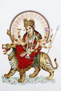 Déesse Sherawali (Durga) chevauchant un tigre, Rishikesh, Inde - Unbekannt