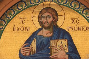 Icône orthodoxe grecque représentant Jésus-Christ, Thessalonique, Grèce