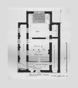Plan du rez-de-chaussée de la chapelle du Guildhall 1815, 1866