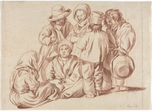 Groupe de six enfants recto, 1700s