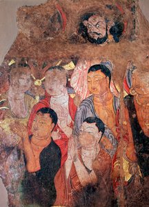 Groupe de moines et de Bodhisattvas, 9e-10e siècle