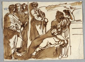Groupe avec Pétrarque et Sappho au Parnasse après Raphaël Sanzio