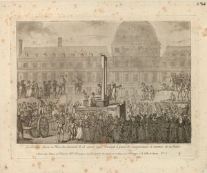 Guillotine élevée en place du Carrousel, le 13 août 1792