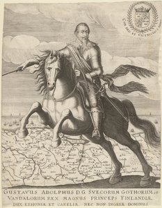 Gustave-Adolphe devant la carte de Poméranie en arrière-plan, 1630
