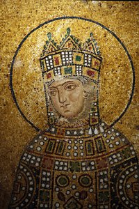 (détail) Mosaïque de Sainte-Sophie : Impératrice Zoé, Istanbul, Turquie