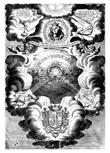 Page de titre de Rosa Ursina, par Christopher Scheiner, 1630