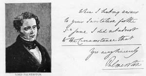 Écriture et signature de Henry John Temple, 3e vicomte Palmerston