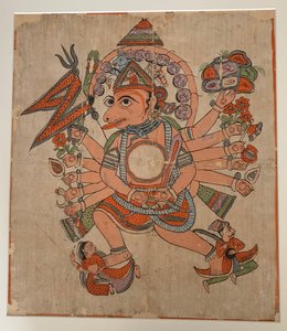 Hanuman dans sa forme tantrique à cinq têtes Pancha Mukha, vers la fin du XIXe siècle - Unbekannt