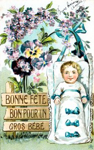 Joyeux Anniversaire, Grand Bébé, Grand Bébé, Carte Postale Française, vers 1900