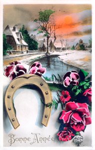 Bonne année, carte postale française, vers 1900