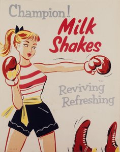 Éducation à la santé - Champion! Milkshakes, affiche, vers 1955-1960