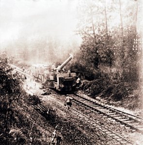 Artillerie lourde sur voie ferrée, vers 1914-1918