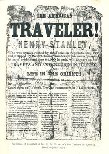 Henry M. Stanley, Affiche de la tournée de conférences en Amérique, À 31 ans a découvert le Dr. Livingstone en Afrique - Unbekannt