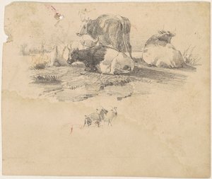 Troupeau de bovins, XIXe siècle