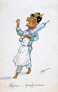 Herr Professor, carte postale française vintage