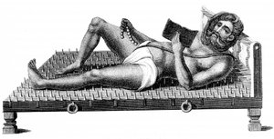 Philosophe hindou Pararum Soatuntre Perkasanund allongé sur un lit de pointes de fer, 1811 - Unbekannt