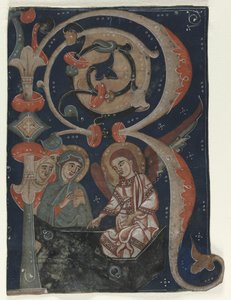 Initiale historiée R excisée d