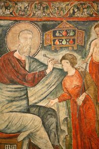 Monastère copte de la Sainte Vierge et de Saint Jean Kame : Saint guérisseur soignant une fille aveugle, Égypte