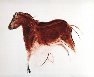 Cheval et biche, peinture rupestre paléolithique d