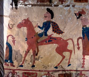 Cavalier, détail de tapis en feutre Pazyryk, 5e ou 4e siècle av. J.-C.