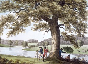 Humphry Repton en train de faire un relevé avec un théodolite, fin du XVIIIe-début du XIXe siècle