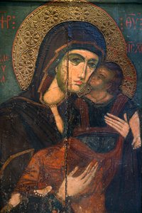 Icône au musée byzantin de Pedoulas : la Vierge Eleousa