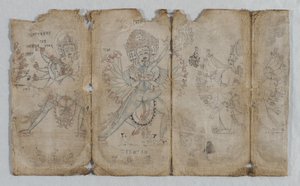 Dessin iconographique des êtres éclairés tantriques verso, vers 1500
