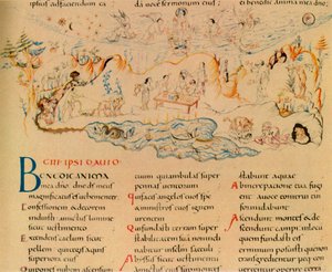 Illustration et partie du texte du Psaume 103, vers 1000-1050, 1947