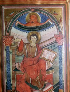 Illustration de Saint Marc tenant son évangile, 8ème siècle