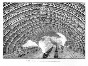 Intérieur de la gare de St Pancras, Londres, 1865