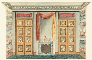 Intérieur avec papier peint chinois