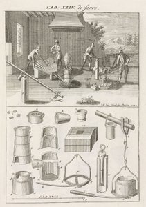 Fer et acier, fonderies, fonte de la fonte dans un fourneau avec du charbon de bois