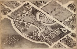 Vue isométrique de la Maison du Président, des bâtiments publics environnants et des résidences privées : [Washington D.C.] - Unbekannt