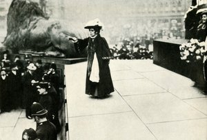 Jennie Baines parlant à Trafalgar Square, 1908