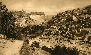 Jérusalem - Vallée de Cédron, Siloé et muraille de la ville, vers 1918-1939