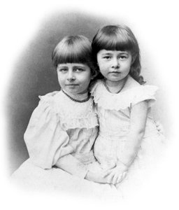 Johanne et Matilda Hertz, filles de Heinrich et Elizabeth Hertz, vers 1889