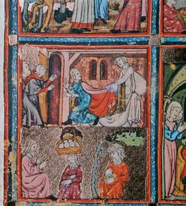 Joseph et la femme de Potiphar et Joseph en prison interprétant des rêves, 14ème siècle - Unbekannt