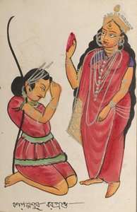 Kalaketu recevant une bénédiction de la déesse Chandi, 1800s