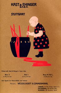 Kast & Ehinger G.M.B.H., Stuttgart - imprimé avec Bleu 3, Rouge 1 et Rose M 7125 12, 1909 - Unbekannt